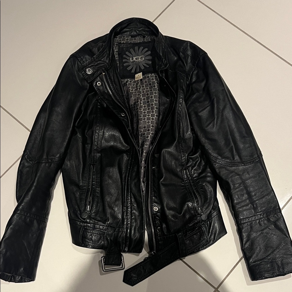 Black Leather Jacket UGG
